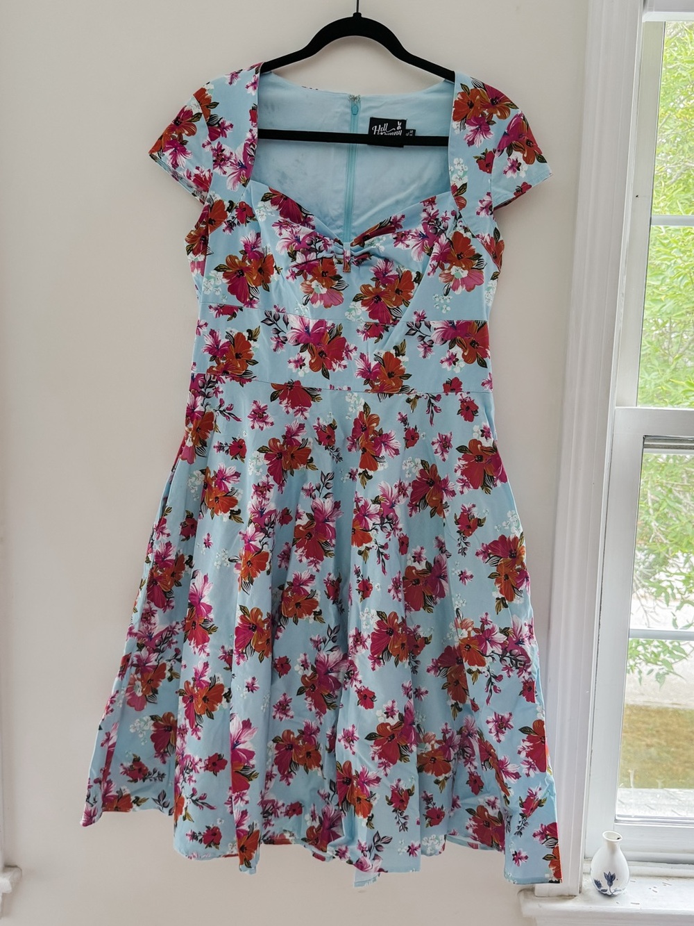 Hell Bunny Light Blue Floral Fit & Flare Dress